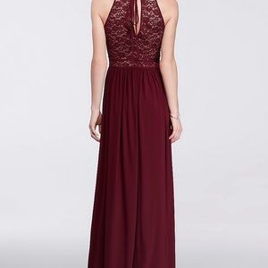 Brand new David’s bridal lace keyhole tie back halter dress